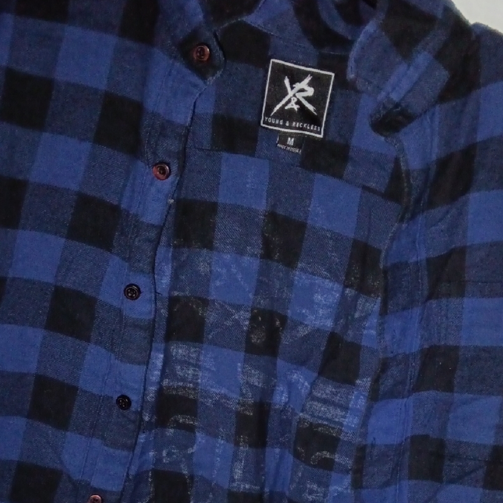 Young & Reckless Navy and Black Checkered Men's Shirt